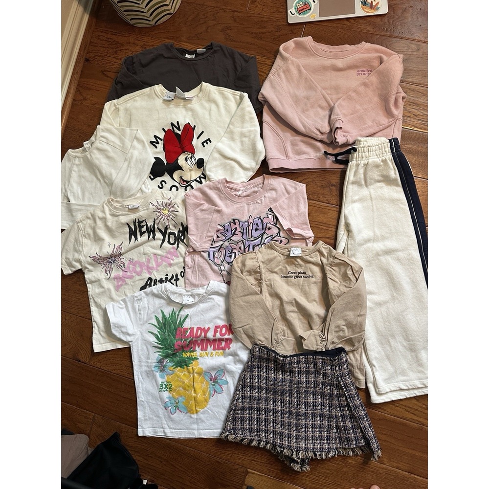 ZARA Girls Size 6T 7T Clothing Lot 11 Pcs NWT Tweed Skirt Cropped Shirt Minnie